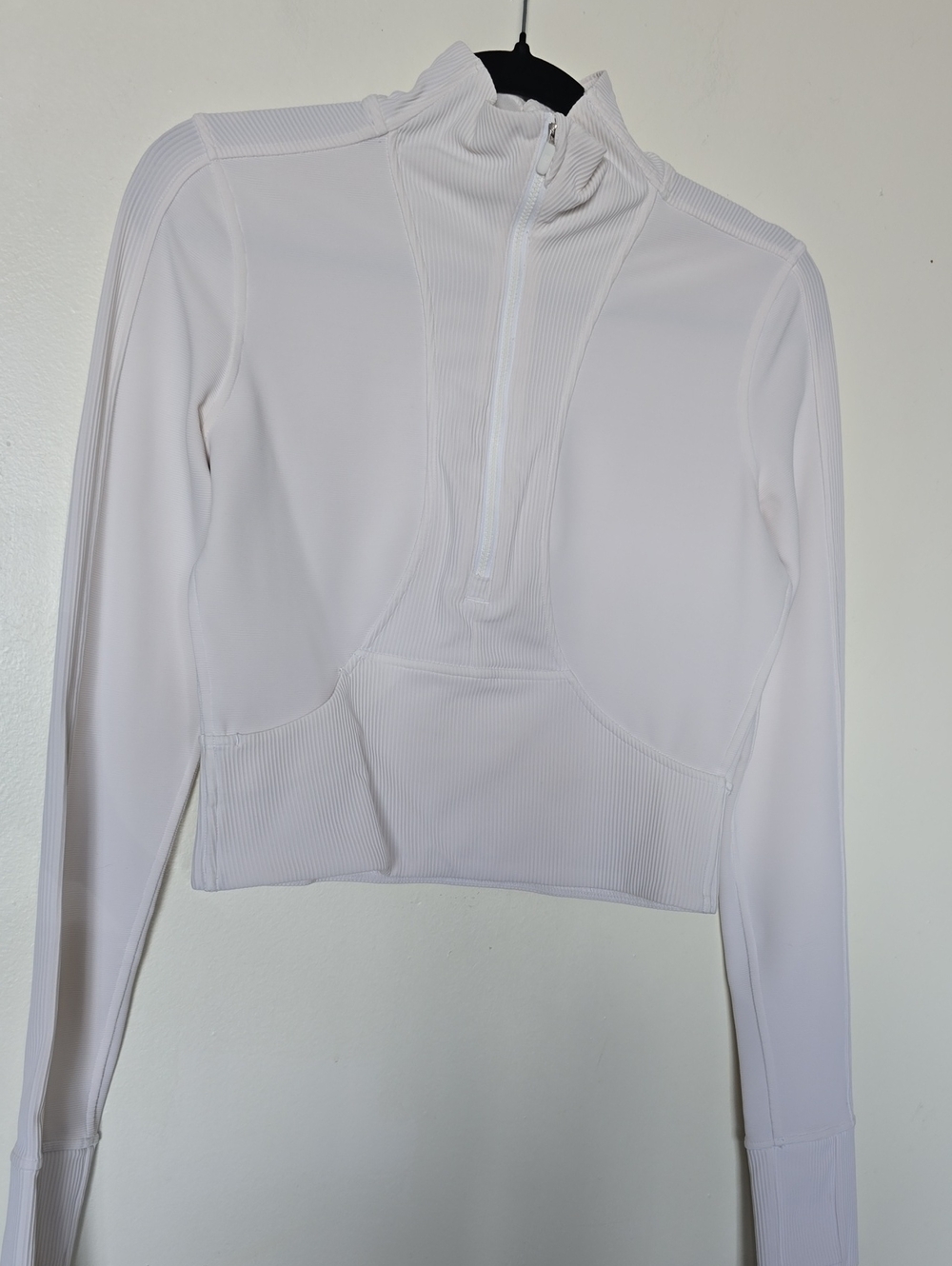 lululemon athletica TAKE IT  IN STRIDE Cropped Half-Zip Long Sleeve Top - White